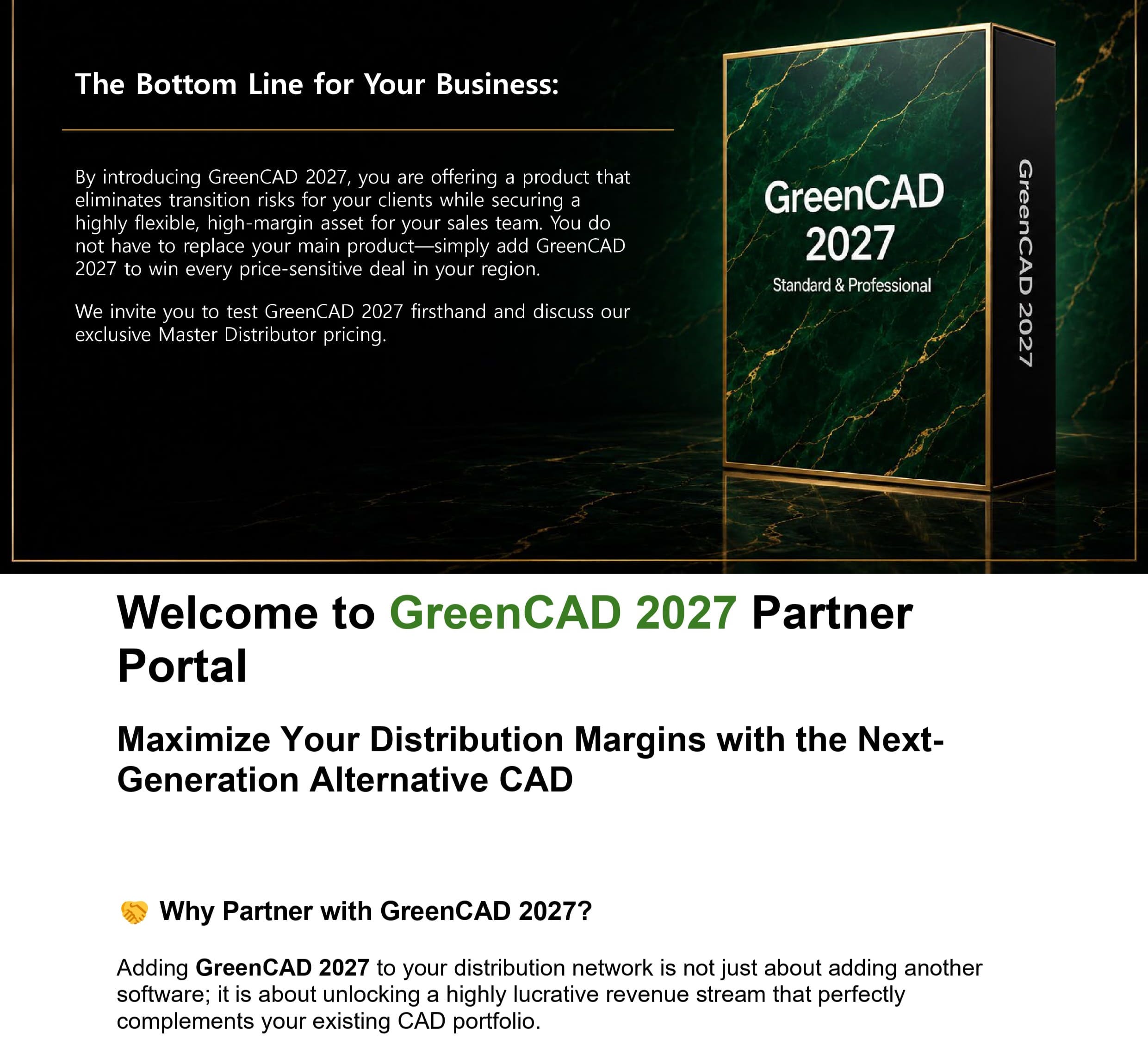 GreenCAD 2027 English partner proposal page, section 4 of 6